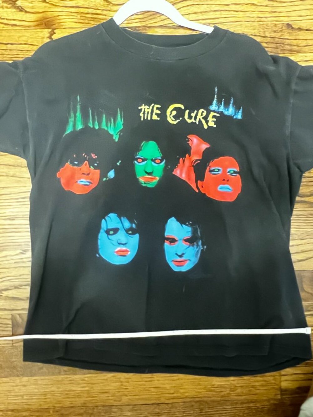 Vintage 80s-90s The Cure Inbetween Days Black Bright Face T-Shirt Large VG++